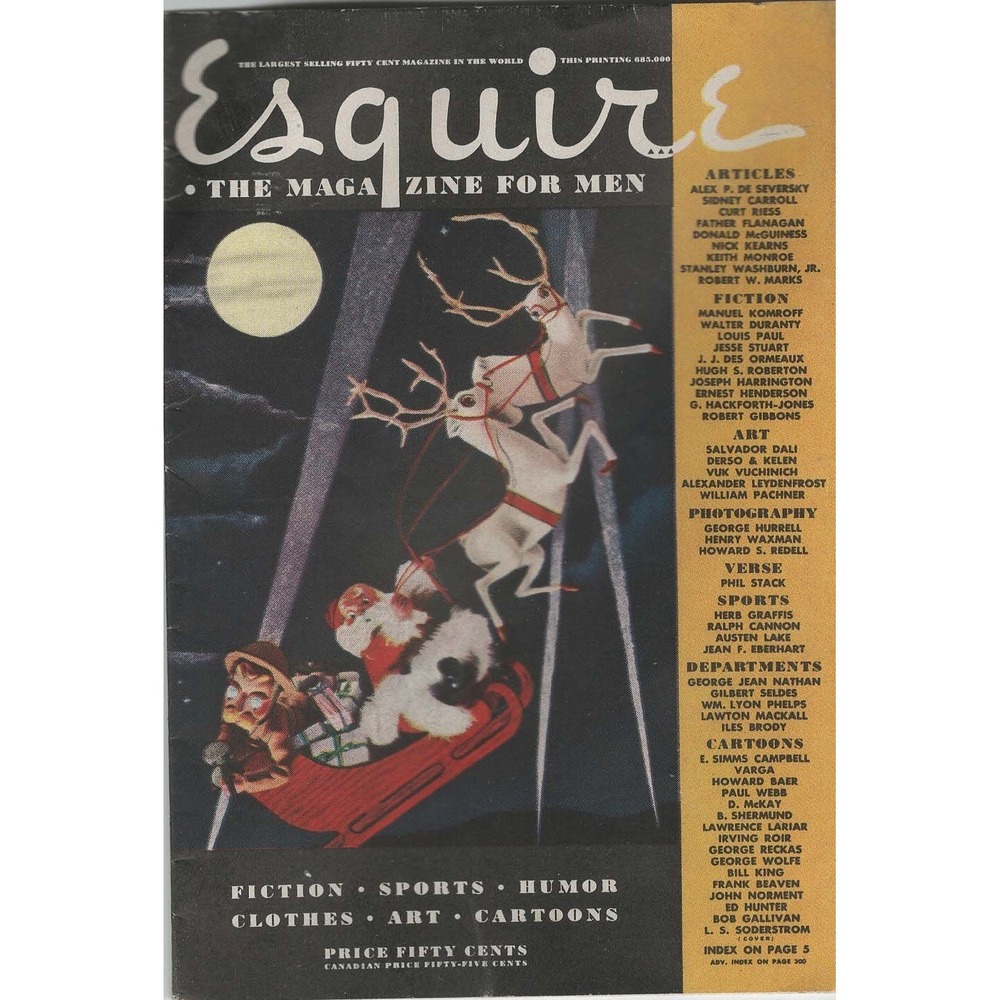 Vintage 1944 Esquire Christmas Greetings Varga Girl Pin-Up Fold-Out Calendar